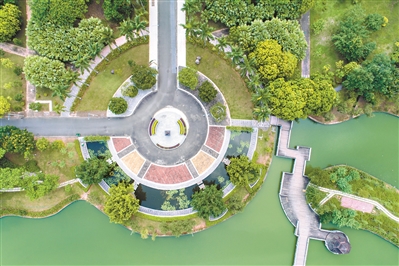 廣州大學風景。得益于開闊的地勢，各高校都規劃了獨特的景觀組團。