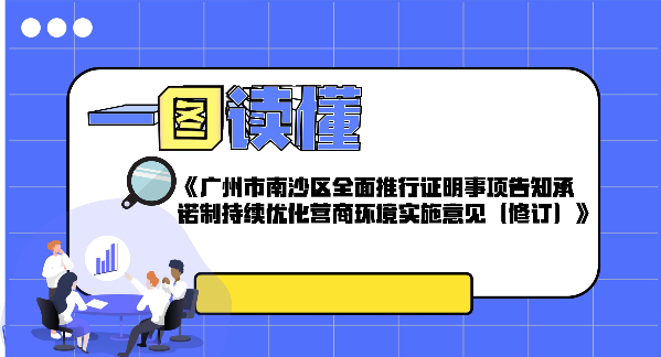 【一圖讀懂】關(guān)于《廣州市南沙區(qū)全面推行證明事項告知承諾制持續(xù)優(yōu)化營商環(huán)境實施意見（修訂）》的政策解讀